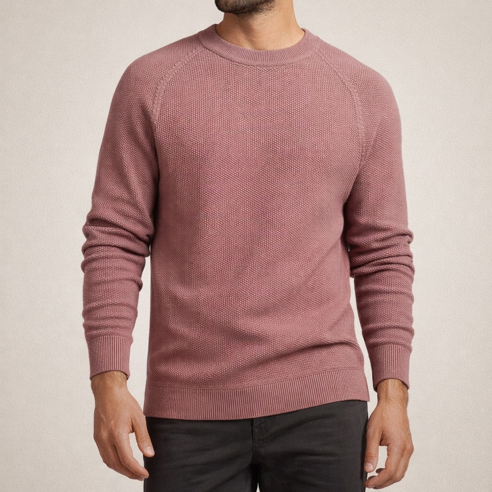 Lululemon Men’s Textured Waffle Knit Crewneck Sweater Coolmax Antique Bark Med